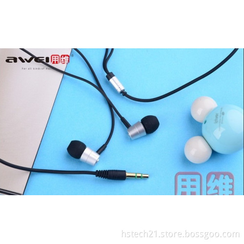 Wholesale price ES-Q7 awei headphones wired in ear headsets black noise cancelling Iphone,Ipad,mp3 player,computer earphones